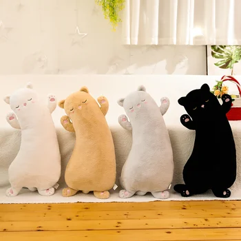 1 adet 65 CM Bükülmüş Kedi Yastık Dolması Yumuşak Hayvan Kediler Peluş Oyuncak Karikatür Kabarık kanepe yastığı Ev Dekorasyon Kız Çocuk Hediyeler