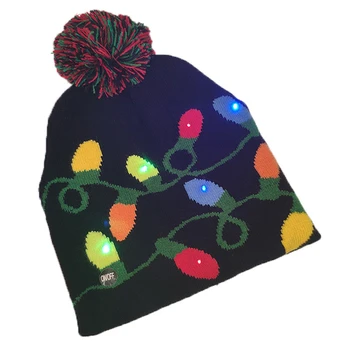 1 adet LED Noel örme aydınlık şapka yetişkin tatil iplik renkli değişen ışıklar akrilik şapka