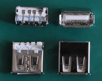 (100 adet / grup) Dişi USB Konnektörler Jack, 4pin, Kenar kıvırmak, 14x13x5. 6mm