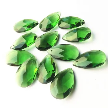 100 % kalite 10 adet / grup 38mm Yeşil Renk kristal yönlü armut kolye, kristal prizma kolye DIY avize asılı parçalar