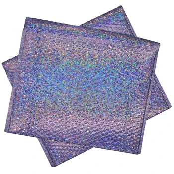 20 adet Büyük Holografik Kabarcık Zarf Lazer Gümüş Posta Çantası Metalik Yastıklı Zarf Kırılgan Ürün Ambalajı