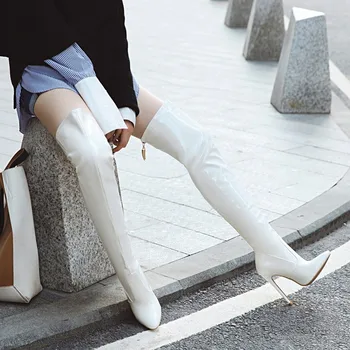 2022 Yeni Ayakkabı Kadın Botları Siyah Diz Çizmeler Üzerinde Seksi Kadın Sonbahar Kış Bayan Uyluk Yüksek Uzun Çizmeler Chaussures Botas Mujer