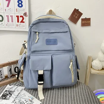 2022 Yeni keten sırt çantası Moda Kore büyük kapasiteli Ortaokul Öğrenci Schoolbag ışık basit Seyahat Çantası