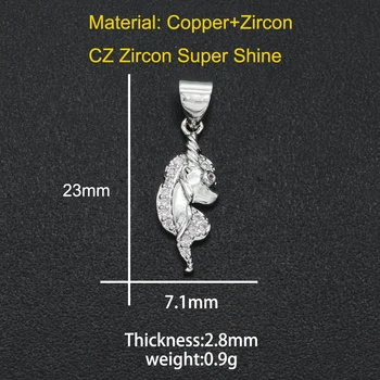 23x17mm 316 CZ Zirkon DIY Takı Unicorn Charm Kolye Toptan Takı Aksesuarları moda mücevher kolye En Kaliteli