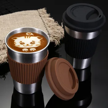 304 Paslanmaz çelik kupa İskandinav Silikon Yalıtım Kahve Fincanı Saman Süt Çay Sıcak ve Soğuk İçecek Ofis Kullanışlı Kahve Fincanı