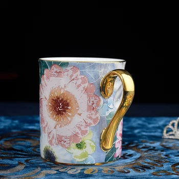 350 ML Yeni Ürün Avrupa Tarzı Lüks Altın boyalı Seramik Kahve Kupa Su Bardağı Kız Hediye Kupa