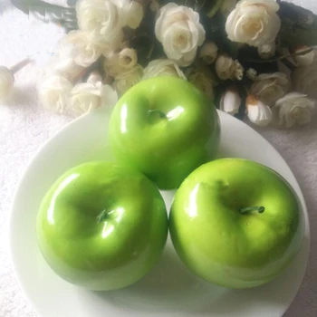 4 adet 8 cm Boyutu Plastik Sahte yapay simüle yeşil elma meyve modeli