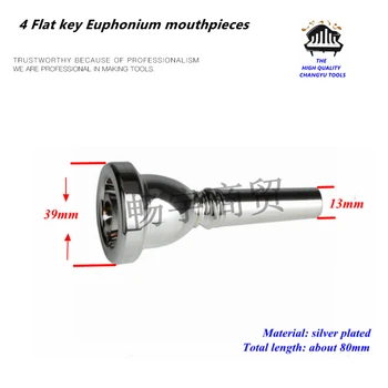 4 Düz anahtar Euphonium ağızlıklar tuba ağız Gümüş kaplama eufonium BAS boynuz