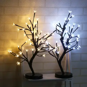 48 LEDs saksı Erik saksı ağaç ışıkları çiçeği masa üstü Bonsai ağaç ışıkları Noel süslemeleri küçük gece ışıkları