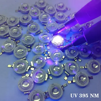 50 adet / grup 3W Yüksek Güç LED UV lamba çipi 395-400nm Ultra Violet Ampuller Lamba 20mm PCB Alüminyum substrat