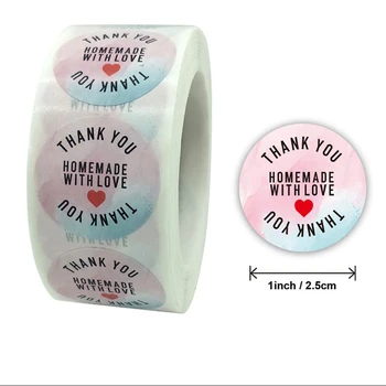 500 adet/rulo Teşekkür Ederim El Yapımı Aşk Etiketleri Etiket noel hediyesi Paketi Kek Kutusu Zarf Mühür Etiketleri Çıkartmalar