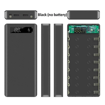8 * 18650 Pil Tutucu Çift USB 5V 2A taşınabilir güç kaynağı kılıfı Cep Telefonu Şarj Cihazı DIY Kabuk Şarj Pil saklama kutusu İle led ışık
