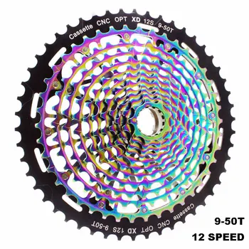 9 YÜKSEK hızları 12-50T XD Gökkuşağı Kaset Kaset Kaset Dağ Bisikleti Geniş Oranı Volan Hafif 12S Bisiklet Kaset Renkli