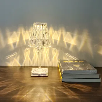 Akrilik Kristal Elmas Masa Lambası USB Şarj Edilebilir Dekorasyon LED Kristal masa Lambası Gece Lambası Aydınlatma Yatak Odası Otel İçin