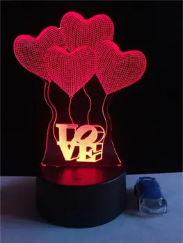 Aşk kalp balonlar renkli LED gece Lambası çocuk 3D Luminaria lamba romantik atmosfer ışıkları yatak odası ev dekorasyonu lamba