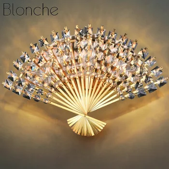 Blonche kristal duvar aplik ışık lüks E14 duvar lambası mutfak oturma odası koridor ev dekor aydınlatma yelpaze Fixtrues