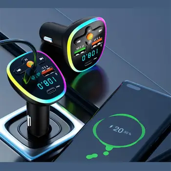 Bluetooth uyumlu Fm Verici Araba Mp3 Tf / u Disk Oynatıcı Led Aydınlatmalı Eller Serbest Araç Kiti Çift Usb Adaptörü