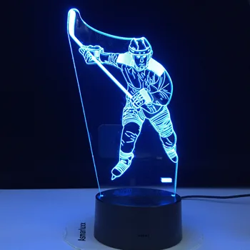 Buz Hokeyi Tema 3D Lamba LED Gece Lambası 7 Renk Değişimi Dokunmatik Mood Lambası doğum günü hediyesi Masa Lambası Ev Dekor Dropshippping