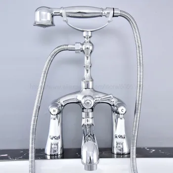 Cilalı Krom Güverte Üstü Banyo Clawfoot banyo küveti duş musluk duş başlığı musluk ztf761