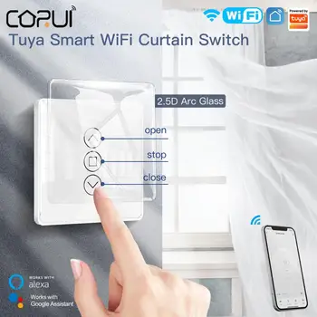 CORUI WiFi RF433 Akıllı 2.5 D Ark Cam Dokunmatik Panel Perde Anahtarı Panjur Kepenkleri N Akıllı Yaşam / Tuya Kontrolü Alexa