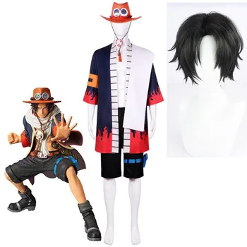 D Ace Cosplay Anime Portgas Kostüm Yetişkin Kimono Setleri ve Şapka Halloween Karnaval Performans Giyim