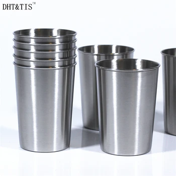 DHT & TIS 4 ADET 10 OZ(300 ml)304 Paslanmaz Çelik Bardak Suyu bira bardağı Porsiyon Bardak Bardak Bira Bardağı Metal Açık Içme Kupa