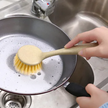 Doğal Ahşap Uzun Saplı Tava Pot Fırça Bulaşık Kase Yıkama Temizleme Fırçası Ev Mutfak Temizleme Araçları Sıcak Satış