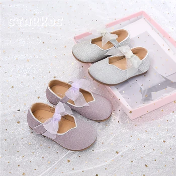 Glitter Çocuk Ayakkabı 2022 Yeni Bebek Kız Bale Daireler Toddlers Dantel Yay Mary Janes Yumuşak Taban Prenses Dans Zapatos De Mujer
