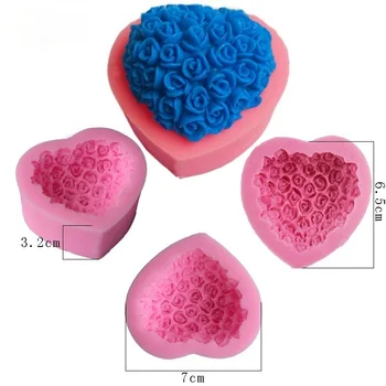 Gül Çiçek Aşk Kalp Şekli silikon kalıp Epoksi Kalıp Pişirme Kek Çikolata Dekorasyon