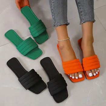 Gündelik kadın ayakkabısı 2022 Yaz Yeni Yeşil rahat ayakkabılar Siyah Büyük Boy Rahat rahat ayakkabılar Düz Terlik Kadınlar için