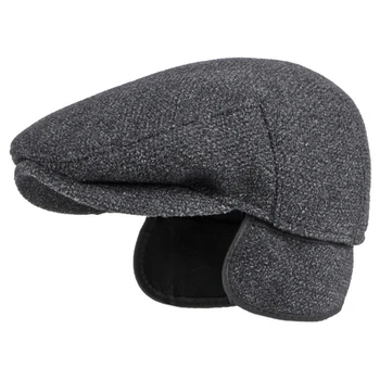 HT3858 Kap Şapka Erkekler Kalın Sıcak Kış Yün Şapka Katı Ivy Newsboy Düz Kap Erkek Sanatçı Ressam Bere Şapka Yüksek Kaliteli Bere Kap