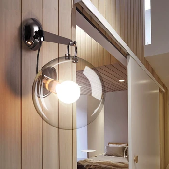 Iskandinav LED oturma odası aplikleri ışık yatak odası başucu Duvar lambası cam küre armatürleri Modern aydınlatma Koridor koridor Duvar lambası