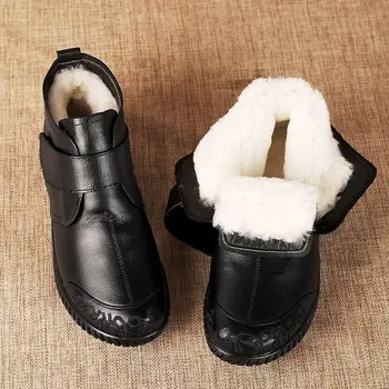 Kadın Ayakkabı Kış yarım çizmeler Konfor Artı Peluş Sıcak pamuklu ayakkabılar Kadın Rahat Yumuşak Flats Kar Botları Ayakkabı Bota De Vaqueiro