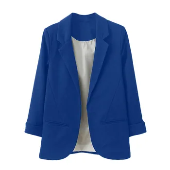 Kadın ceketi Amerikan Tarzı Şeker Renk Küçük Takım Elbise Toka Olmadan Ceket Yedi noktalı Kol Blaser Femeninos
