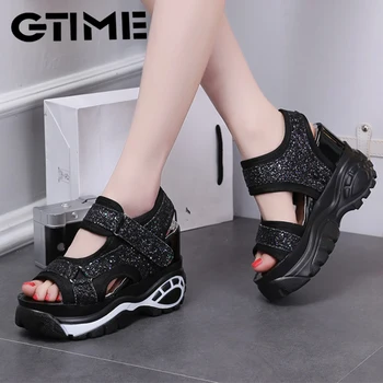Kadın Deri Sandalet İlkbahar Yaz Bayanlar yürüyüş ayakkabısı Moda Rahat Yüksek platform sandaletler Med Topuk Takozlar Yürüyüş#SJPAE-333