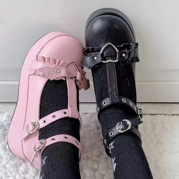 Kayış Lolita sünger kek kalın alt 2022 yeni siyah tüm maç moda takozlar ayakkabı kadın pompaları kadın ayakkabı kadın ayakkabı