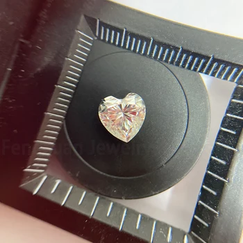 Lab Düzenlendi DVVS beyaz kalp şekli serbest moissanit 6.5*6.5 mm-10*10mm 1ct-4ct En kaliteli Moissanite Elmas Yüzük Küpe
