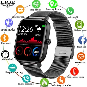 LIGE 2020 Yeni Lüks marka Bayanlar izle Spor izle kalp Hızı Kan basıncı aktivite İzci bayanlar Lüks elektronik saat