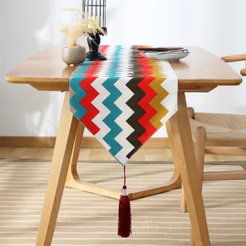 Moda Yaratıcı Şerit Masa Koşucu Uzun Çift taraflı çay masası Sehpa Örtüsü Püskül Koşucu Ev Tekstili Dekorasyon için