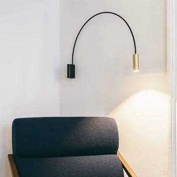 Modern Yaratıcı Duvar lambası İskandinav Oturma odası Yatak Odası yemek masası Çalışma Bakır Spin Downlight duvar Lambası Demir Siyah Ve Altın LED