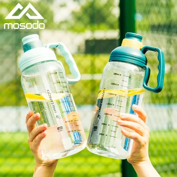 Mosodo Büyük Kapasiteli Açık spor şişesi Ölçekli Plastik su bardağı 1800ml Uygun saman uzay ısıtıcısı