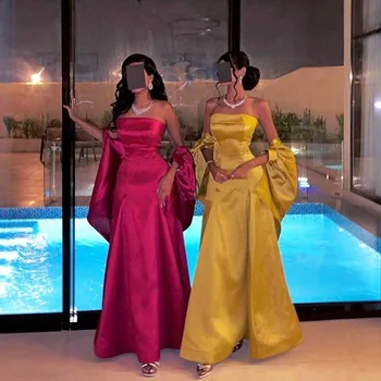 Msıkoods Zarif Saten Mermaid Abiye Ceket Straplez Düğün Törenlerinde Basit Balo elbisesi Bayan Durum Elbise