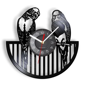 Muhabbet kuşu Kuş duvar saati Modern Hayvan Vinil Kayıt duvar saati Papağan Kuş doğum günü hediyesi Çocuk Odası Dekor İçin Özel Kuvars Saat