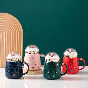 Noel Kupalar Yeni Yılbaşı Hediyeleri Fincan Sevimli Yaratıcı Gezegen Noel Seramik Fincan Hediye Fincan Büyük Kapasiteli Fincan Kahve Fincanı