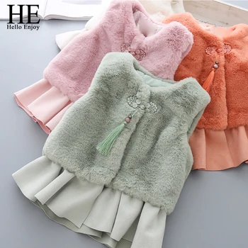 O Hello Tadını Çıkarın Sonbahar Kış Sıcak Çocuklar Yelekler Kız Giyim Kolsuz Ceketler Bebek kız Mont Moda Yelek Etek Ceket