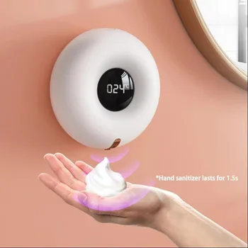 Otomatik köpük sabun sabunluğu USB Şarj Edilebilir Fotoselli Sıcaklık dijital ekran duvara Monte Sıvı Dezenfektanı Kızılötesi Sensör