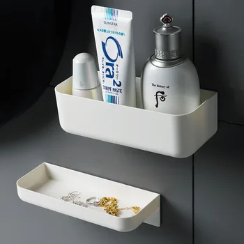 Plastik Beyaz banyo köşe rafı Duvara Monte Beyaz Basit Mutfak Depolama Tutucu Banyo Depolama Rafı Duvar Rafları Raf