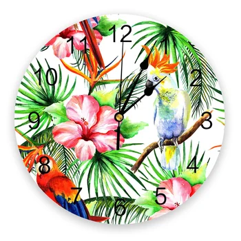 Renkli Papağan Tropikal Bitkiler Yaratıcı duvar saati ev ofis dekorasyonu Oturma Odası Yatak Odası Çocuk Odası Asılı Saat