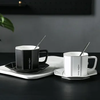 Seramik kahve fincan tabağı basit continental ofis kupalar yaratıcı kahvaltı