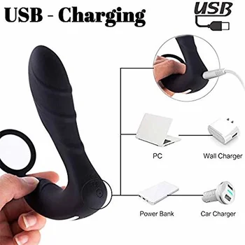 Silikon Erkek prostat masaj aleti Anal P-G-spot Vibratör 10 Hız Seks Oyuncakları Erkekler İçin Kablosuz Uzaktan Kumanda Butt Plug Halka İle
